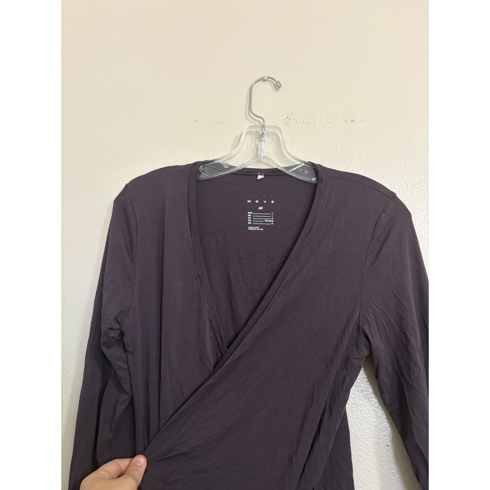 H&M Move Women's Large Plum Purple Long Sleeve Modal Wrap Top Yoga Activewear